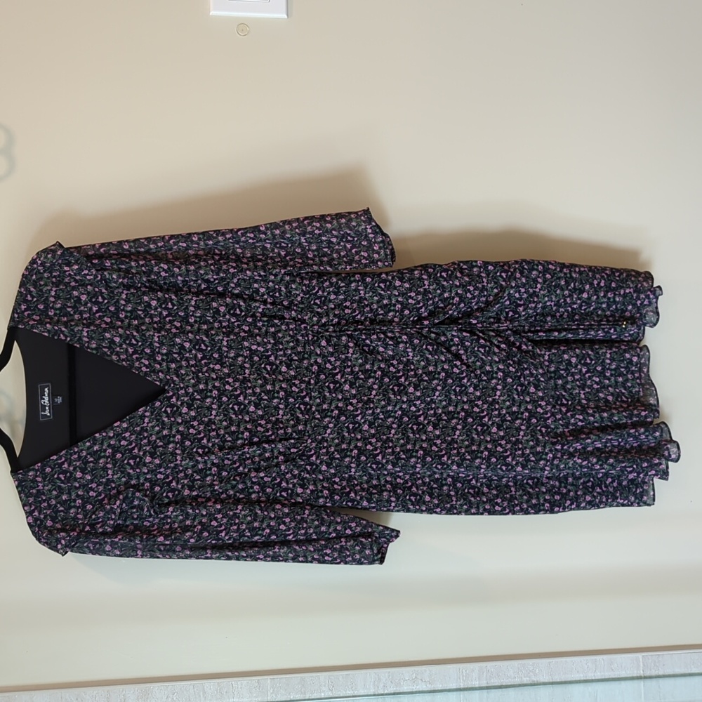 Sam Edelman V-Neck 3/4 Sleeve Midi Dress in Pink Multi (Size 12)
